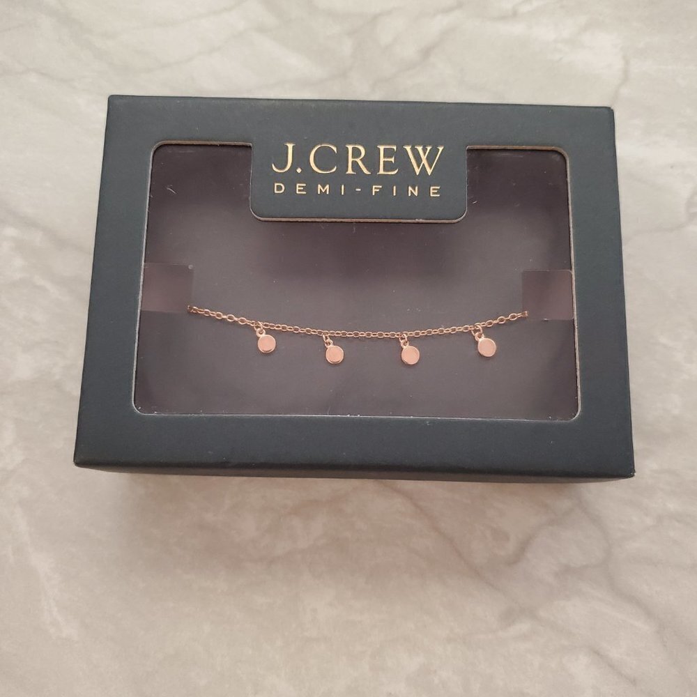 ✨ J.Crew 14k Gold Plated Dot Charm Rose Gold Modern Simple Bracelet ✨ - Picture 2 of 4